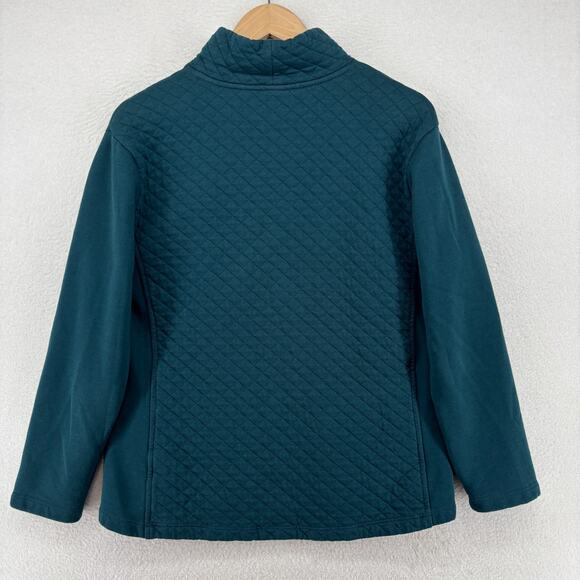 LL BEAN Sweatshirt Womens S Diamond Quilted Mockneck Pullover Blue - Picture 3 of 14
